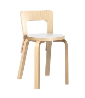 Artek - Chair 65 birch, white laminate seat