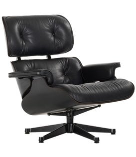 Vitra - Eames Lounge Chair Black Ash, premium black leather