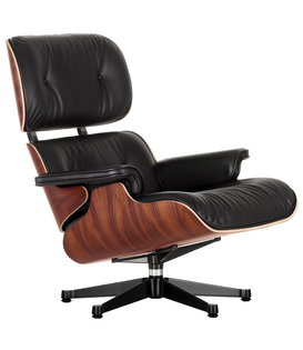 Vitra - Eames Lounge Chair Palissander, premium black leather