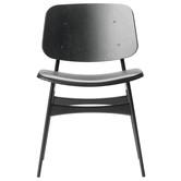 Model 3051, Søborg Chair black oak - black leather seat
