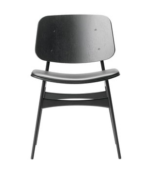 Fredericia - Søborg Chair black oak - black leather seat