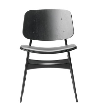 Søborg Dining Chair black oak - black leather seat