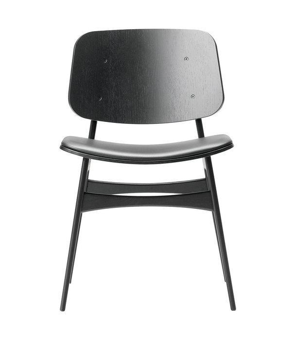 Fredericia  Model 3051, Søborg Chair black oak - black leather seat