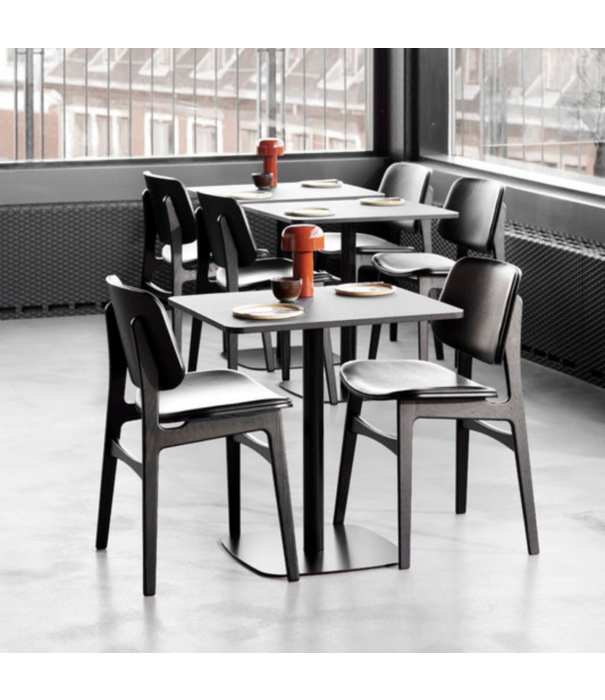 Fredericia  Model 3051, Søborg Stoel zwart eiken - zitting zwart leer