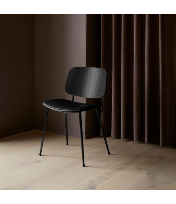 Fredericia  Model 3051, Søborg Stoel zwart eiken - zitting zwart leer