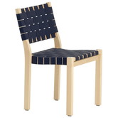 Artek - Chair 611 Birch- Black/Blue Webbing