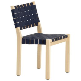 ARTEK Chair 611 Birch- Black/Blue Webbing
