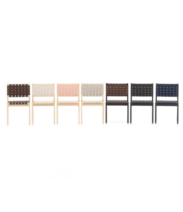 Artek  Artek - Chair 611 birch, black/blue webbing