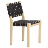 Artek - Chair 611 birch, black linen webbing