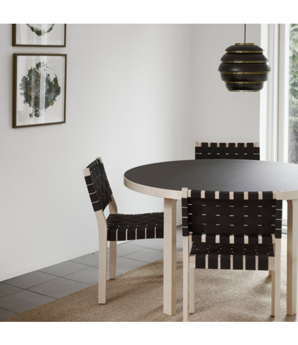 Artek  Artek - Chair 611 Birch - Black-Brown/ Webbing