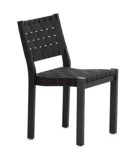 Artek - Chair 611 birch black, black/black webbing