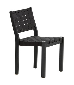 Artek - Chair 611 Berken Zwart  - Zwart-Zwart/ Webbing