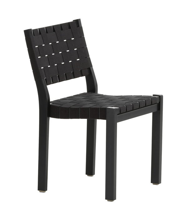 Artek  Artek - Chair 611 Berken Zwart  - Zwart-Zwart/ Webbing