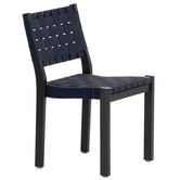 Artek - Chair 611 Birch Black - Black-Blue/ Webbing