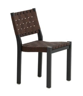 Artek - Chair 611 birch black, black/brown webbing