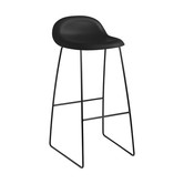 3D barkruk zwart plastic kuip - basis slede zwart H75