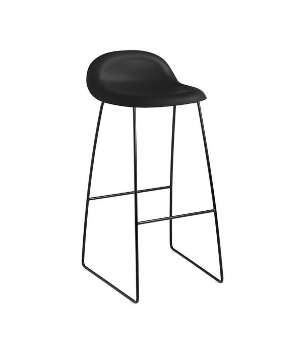Gubi  Gubi - 3D bar stool black plastic shell - base sledge black H75