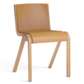 Audo Ready Dining Chair oak,  front leather upholstery
