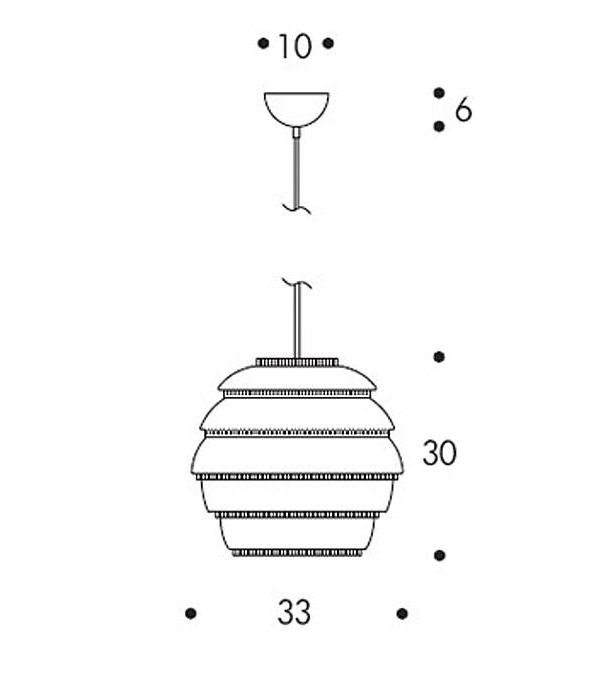 Artek  A331 Hanglamp wit, chrome "Beehive"