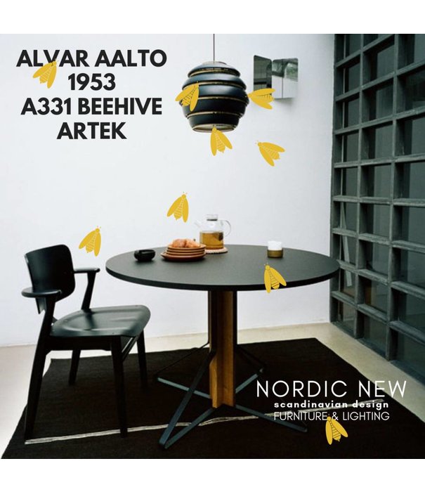 Artek  A331 Hanglamp zwart, messing "Beehive"