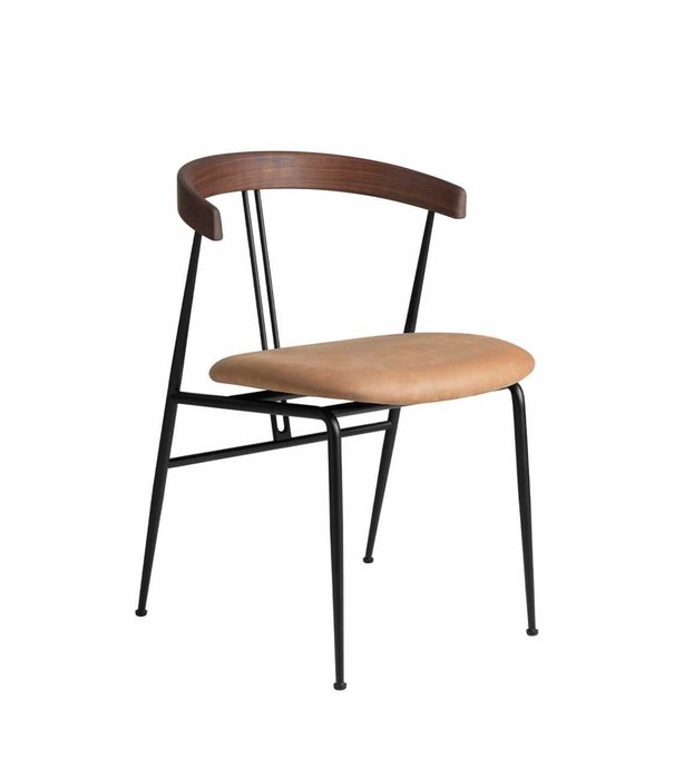 Gubi  Gubi Violin Dining Chair upholstered, wood backrest