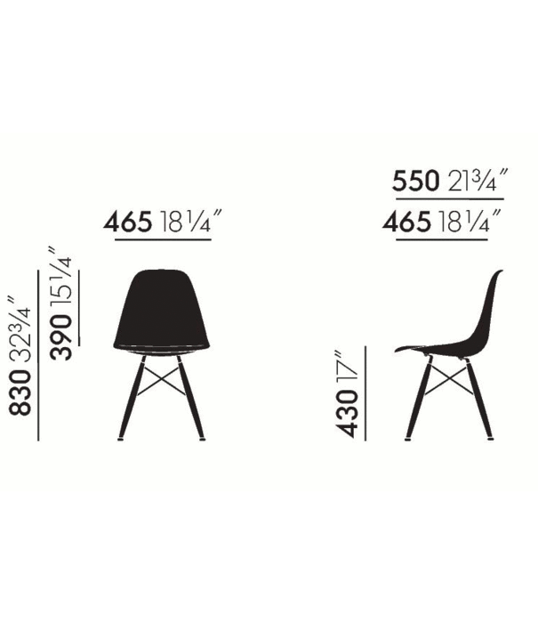Vitra  DSW Plastic Side Chair, dark maple base