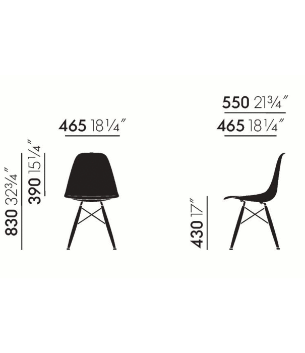 Vitra  Vitra - Eames Plastic Side Chair RE DSW, base dark maple