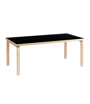 Artek Aalto Table 83 rectangular,  zwart linoleum, 182 x 91