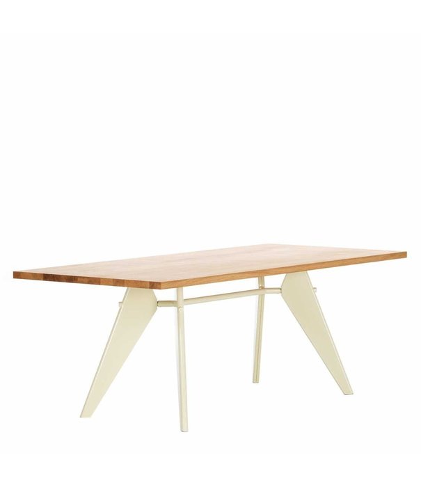 Vitra  Vitra EM Eettafel massief geolied eiken,  ecru onderstel 180 x 90