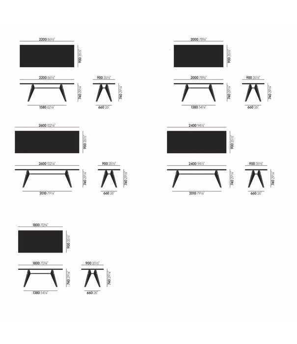 Vitra  Vitra - Em Table Solid Oak - 220 x 90