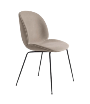 Gubi Beetle Dining Chair Velvet sand, conic base black