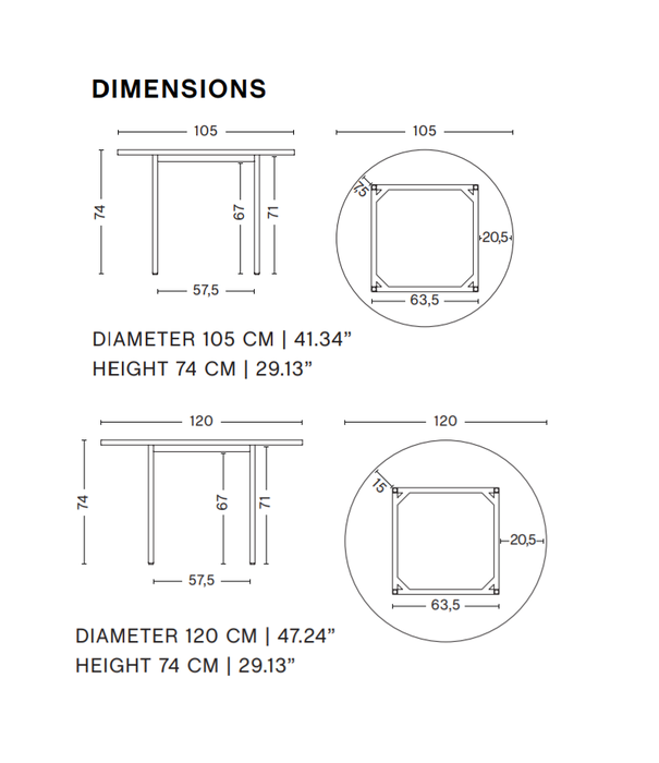 Hay  Two-Colour Round DiningTable Ø120