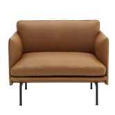 Outline Fauteuil Refine cognac leer, zwart onderstel