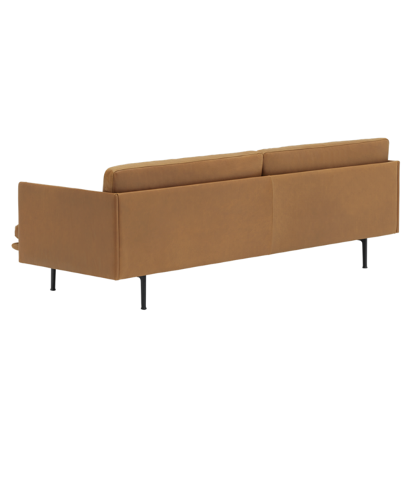 Muuto  Muuto - Outline 3 zits bank refine cognac leer, voet zwart