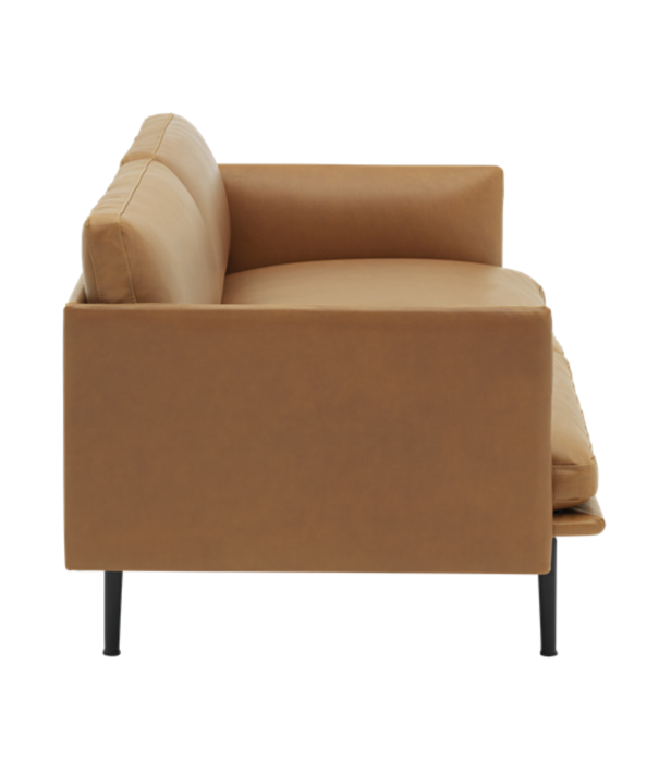 Muuto  Muuto - Outline 3 zits bank refine cognac leer, voet zwart