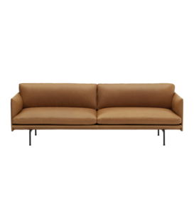 Muuto - Outline 3-seater Sofa Refine cognac leather, base black