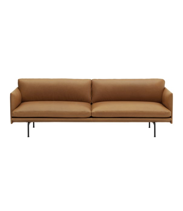 Muuto  Muuto - Outline 3 seater sofa refine cognac leather, base black