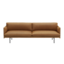 Muuto - Outline 3 seater sofa refine cognac leather, base black