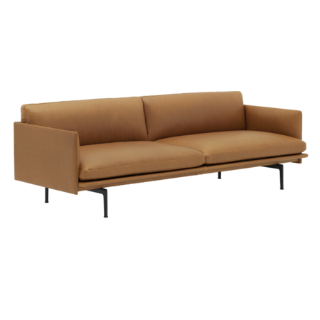 MUUTO Outline 3 seater sofa refine cognac leather - base black