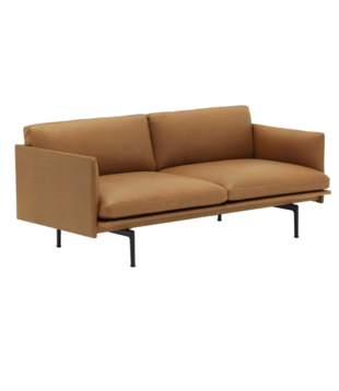 Muuto Outline 2-seater Sofa Refine cognac leather, black base