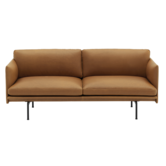 Muuto - Outline 2 zits bank refine cognac leer - voet zwart