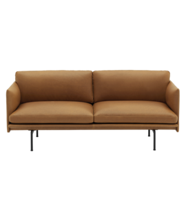 Muuto - Outline 2-zits Bank Refine cognac leer, voet zwart