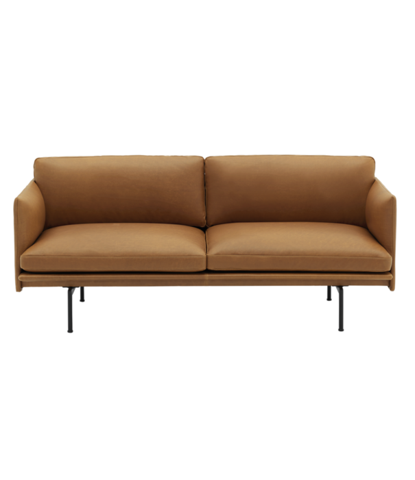 Muuto  Muuto - Outline 2 seater sofa refine cognac leather - black base