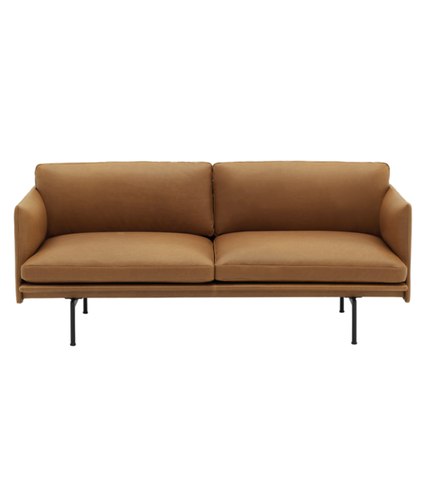 Muuto  Muuto - Outline 2 zits bank refine cognac leer - voet zwart