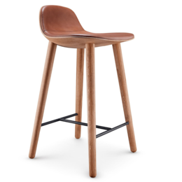 EVA  SOLO Abalone bar stool nature oak - cognac leather seat