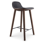 Yuuga barstool smoked oak, black leather seat