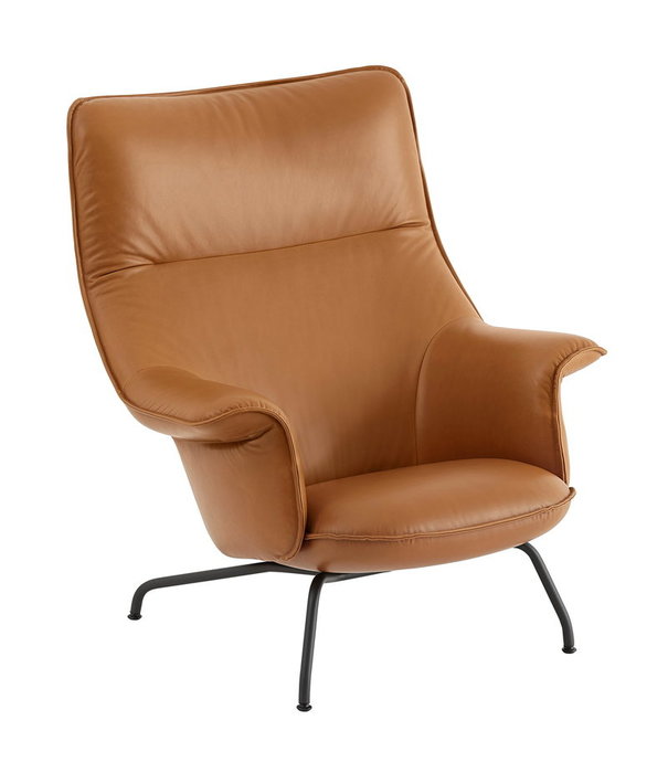 Muuto Doze Lounge Chair cognac Refine leather, black