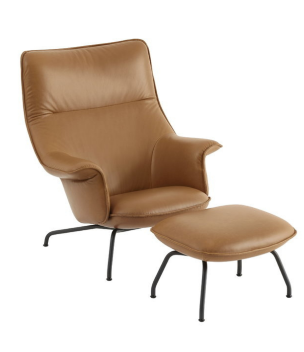 Muuto Muuto Doze Lounge Stoel cognac Refine leer, zwart