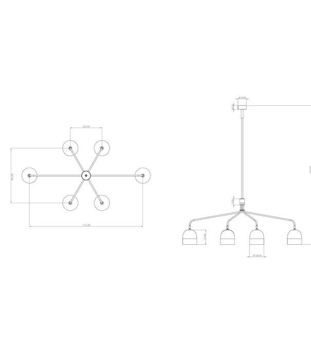 Gubi  Howard Kroonluchter 4 arm, short, gunmetal