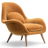 Fredericia - Swoon lounge chair model 1770, Grand Mohair, wood base